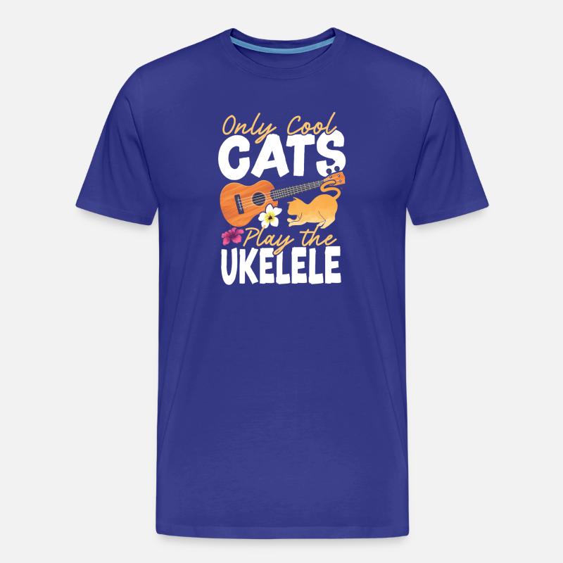 Hawaiian Ukulele Uke Cat Only Cool - Männer Premium Bio T-Shirt - Königsblau