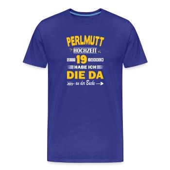 Mari : Mariage de la Mère de Perle pour le 19e anniversaire de mariage - T-shirt bio Premium Homme - bleu roi - Devant - Damien (186cm)