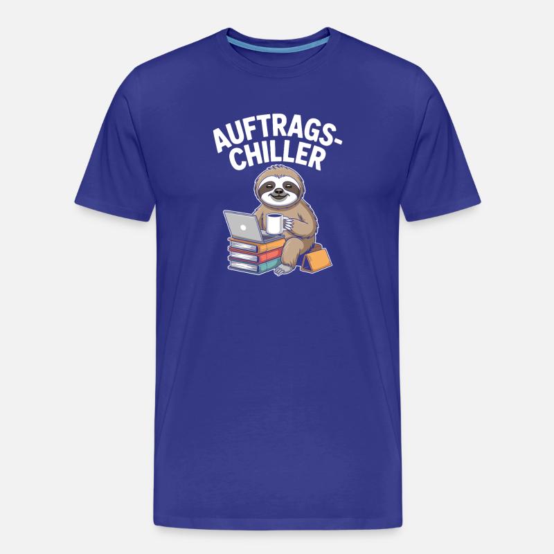 Commander Chiller Commander Chiller Bureau Sloth - T-shirt bio Premium Homme - bleu roi