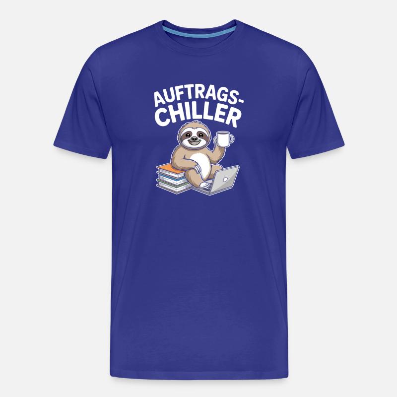 Commander Chiller Commander Chiller Bureau Sloth - T-shirt bio Premium Homme - bleu roi
