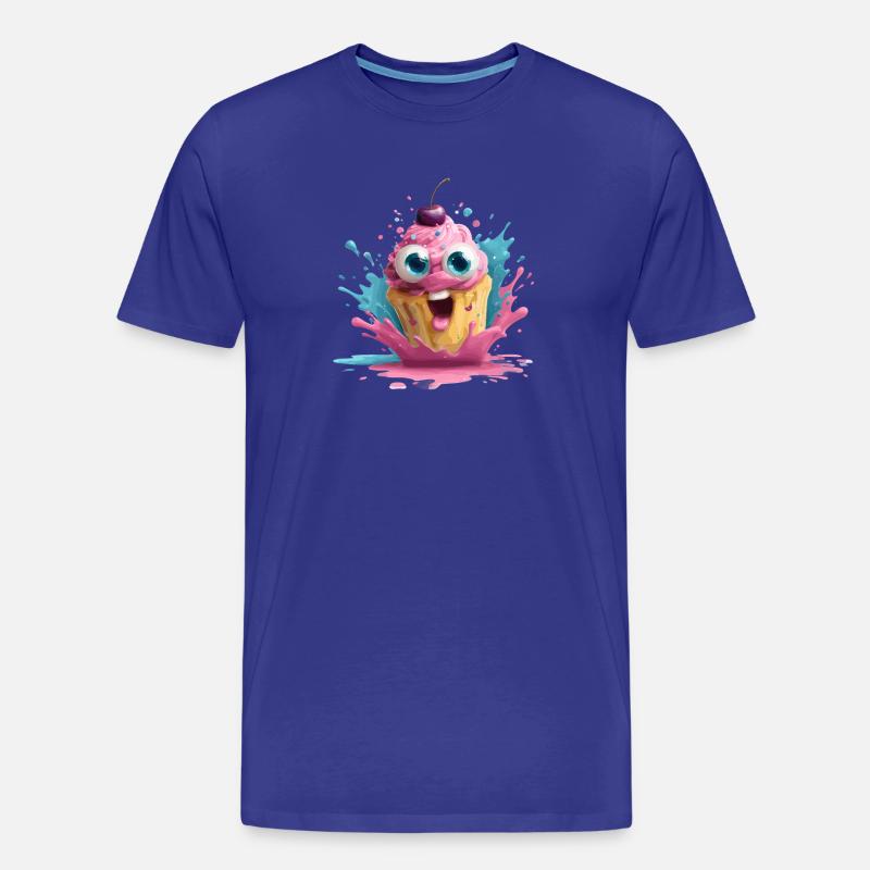 Kunterbunter Cupcake mit Gesicht - Männer Premium Bio T-Shirt - Königsblau