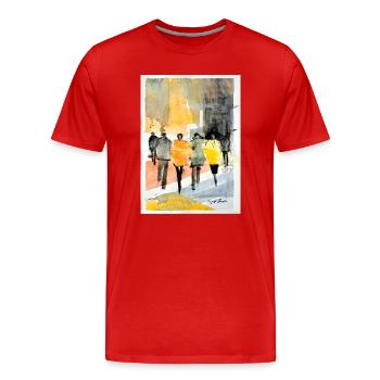 Menschen Fashion - Männer Premium Bio T-Shirt - Rot - Vorne - Damien (186cm)