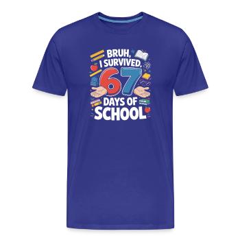 67 jours de survie scolaire - T-shirt bio Premium Homme - bleu roi - Devant - Damien (186cm)