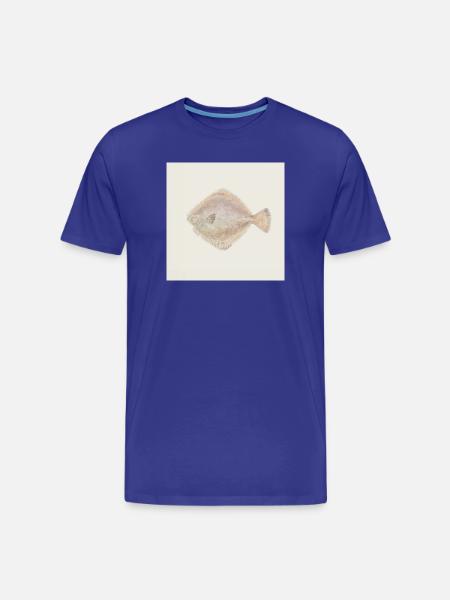 Flunder Fisch Aquarell – Maritime Illustration - Männer Premium Bio T-Shirt - Königsblau
