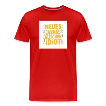 New year, same idiot - Men's Premium Organic T-Shirt - red - Front - Damien (186cm)