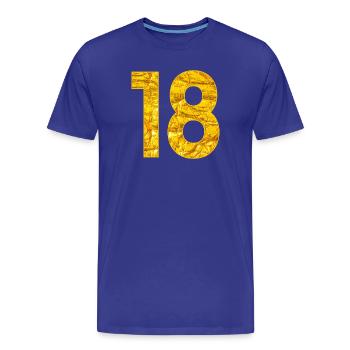 Zahl Achtzehn - Ziffer 18. Geburtstag - Männer Premium Bio T-Shirt - Königsblau - Vorne - Damien (186cm)