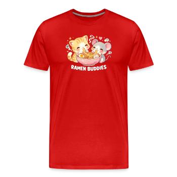 Ramen Cat - Men's Premium Organic T-Shirt - red - Front - Damien (186cm)