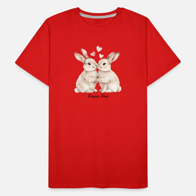 Amour éternel – Adorables lapins pour la Saint-Valentin T-shirt bio Premium Homme
