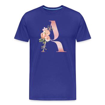 Monogramme A Florale Pastel - T-shirt bio Premium Homme - bleu roi - Devant - Damien (186cm)