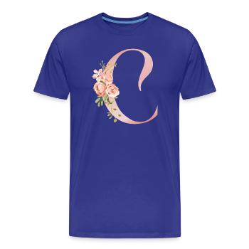 Q Florale Aquarelle et Ruban - T-shirt bio Premium Homme - bleu roi - Devant - Damien (186cm)