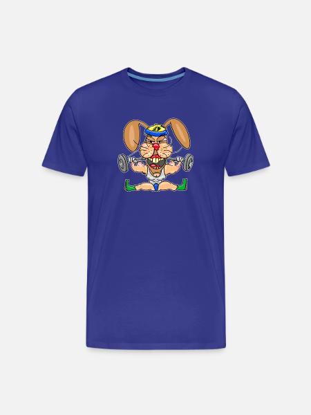 Strong Bunny Gym Cartoon - Men's Premium Organic T-Shirt - royal blue