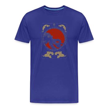 Octopus in the Red Moon – Art Deco Gold - Men's Premium Organic T-Shirt - royal blue - Front - Damien (186cm)