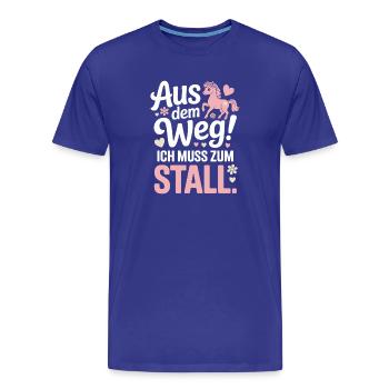 En s’écartant vers les chevaux des écuries - T-shirt bio Premium Homme - bleu roi - Devant - Damien (186cm)