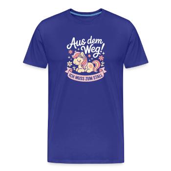 En s’écartant vers les chevaux des écuries - T-shirt bio Premium Homme - bleu roi - Devant - Damien (186cm)