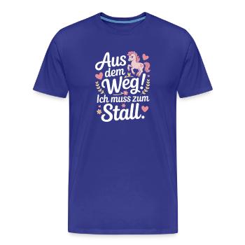 En s’écartant vers les chevaux des écuries - T-shirt bio Premium Homme - bleu roi - Devant - Damien (186cm)