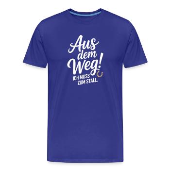En s’écartant vers les chevaux des écuries - T-shirt bio Premium Homme - bleu roi - Devant - Damien (186cm)