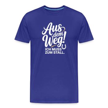En s’écartant vers les chevaux des écuries - T-shirt bio Premium Homme - bleu roi - Devant - Damien (186cm)