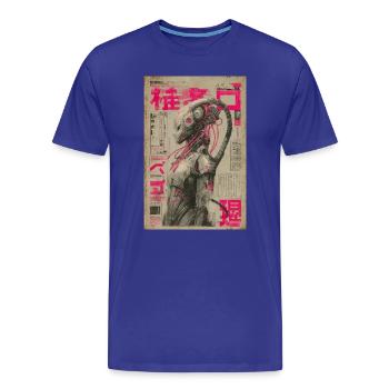 Mecha néon au milieu des actualités japonaises roses - T-shirt bio Premium Homme - bleu roi - Devant - Damien (186cm)
