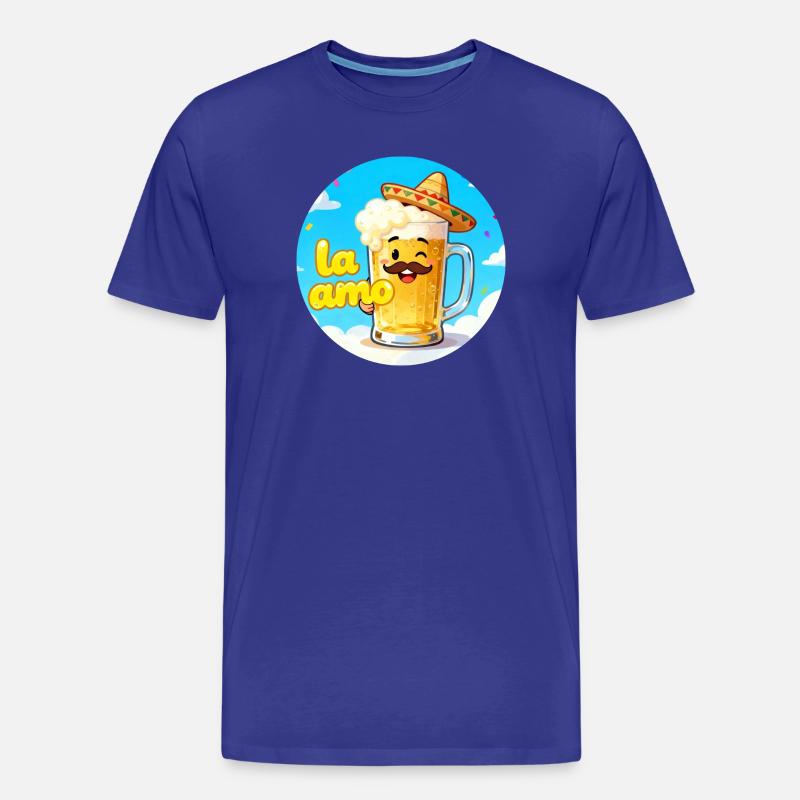 Bier mit Hut und Schnurrbart - Männer Premium Bio T-Shirt - Königsblau