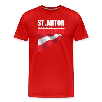 St. Anton - Männer Premium Bio T-Shirt - Rot - Vorne - Damien (186cm)