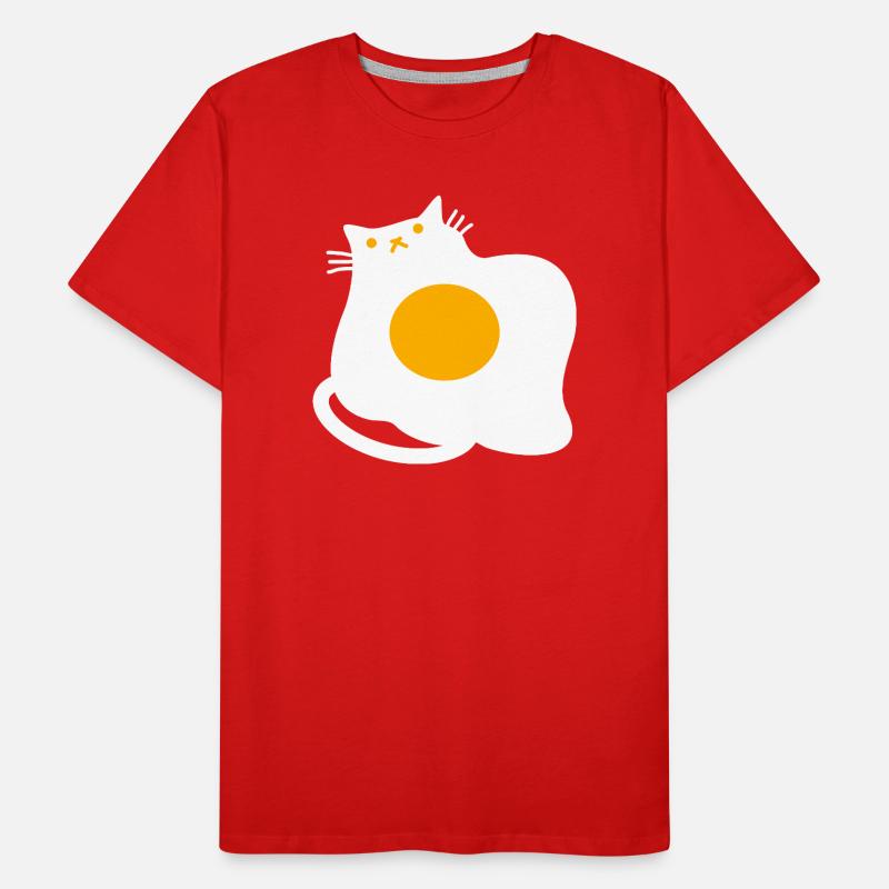 Funny Cat as Fried Egg Cooking Chef Men's Premium Organic T-Shirt