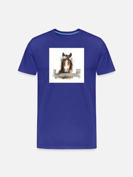 Floral Crowned Pony - Men's Premium Organic T-Shirt - royal blue