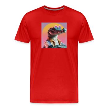 Retro Krokodil – Cooles Vintage Hawaii Design - Männer Premium Bio T-Shirt - Rot - Vorne - Damien (186cm)