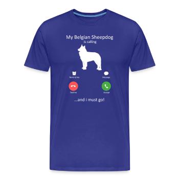 Le chien de berger belge appelle le chien d’art de l’écran du téléphone - T-shirt bio Premium Homme - bleu roi - Devant - Damien (186cm)
