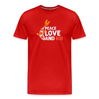 Zen Vibes and Koi Passion Calm Pond Lifestyle - Männer Premium Bio T-Shirt - Rot - Vorne - Damien (186cm)
