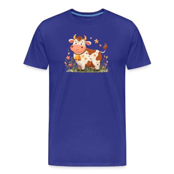 Kuh mit Glocke im Blütenfeld - Männer Premium Bio T-Shirt - Königsblau - Vorne - Damien (186cm)