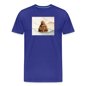 Bouddha sur motif de feuilles - T-shirt bio Premium Homme - bleu roi - Devant - Damien (186cm)