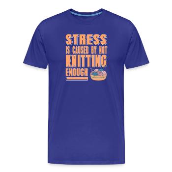 Soulager le stress grâce au tricot : la vie de la laine drôle - T-shirt bio Premium Homme - bleu roi - Devant - Damien (186cm)