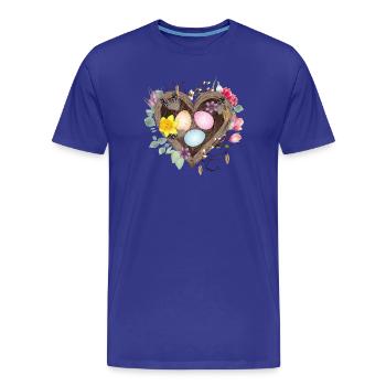Herzförmiges Nest mit bunten Ostereiern - Männer Premium Bio T-Shirt - Königsblau - Vorne - Damien (186cm)