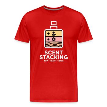 Notes de base sur le ciel empilant les odeurs - T-shirt bio Premium Homme - rouge - Devant - Damien (186cm)