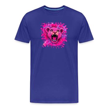 Lion rose dans une touche de couleur - T-shirt bio Premium Homme - bleu roi - Devant - Damien (186cm)