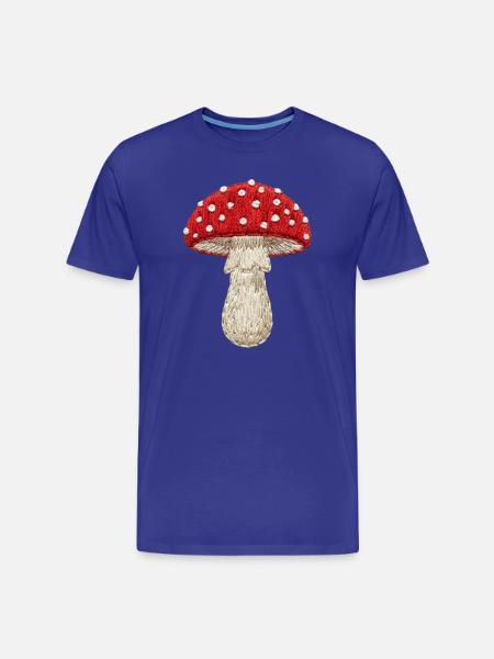 Mushroom red-white in embroidered look (printed) - Men's Premium Organic T-Shirt - royal blue