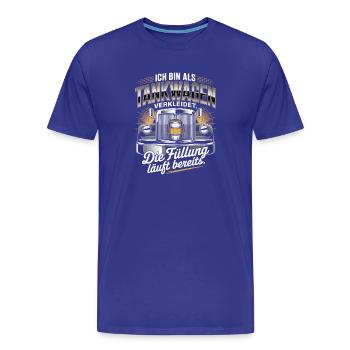 Carnaval déguisé en camion-citerne Bière costumée pour enterrement de vie de garçon - T-shirt bio Premium Homme - bleu roi - Devant - Damien (186cm)