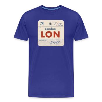 Tag de compagnie aérienne vintage LON de Londres - T-shirt bio Premium Homme - bleu roi - Devant - Damien (186cm)