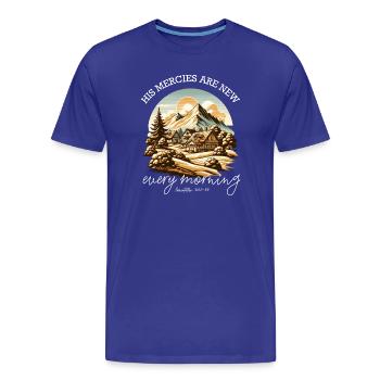 Ses miséricordes sont nouvelles chaque matin dans le verset biblique - T-shirt bio Premium Homme - bleu roi - Devant - Damien (186cm)