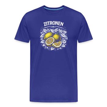Lemon Power – Illustration rétro de fruits - T-shirt bio Premium Homme - bleu roi - Devant - Damien (186cm)