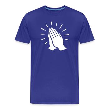 Prière Main Prie - T-shirt bio Premium Homme - bleu roi - Devant - Damien (186cm)