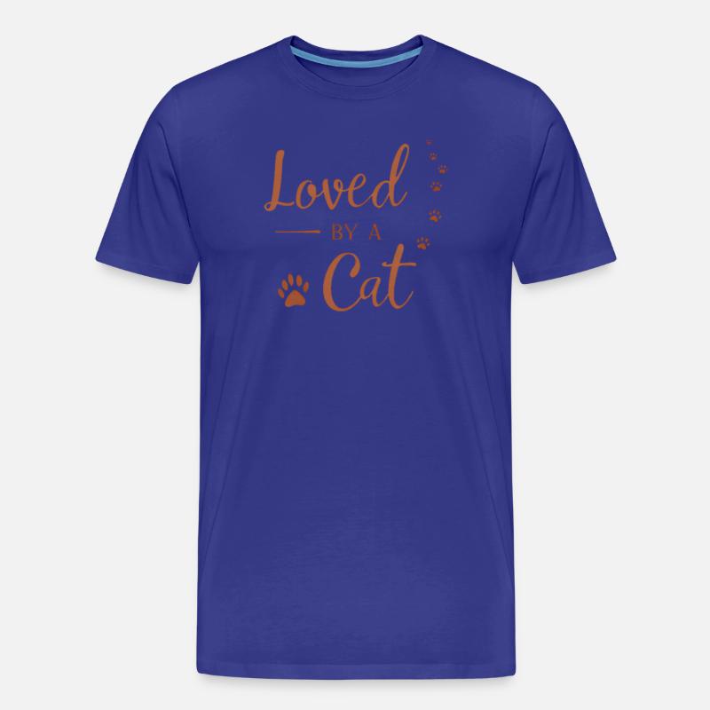 Von einer Katze geliebt - Männer Premium Bio T-Shirt - Königsblau