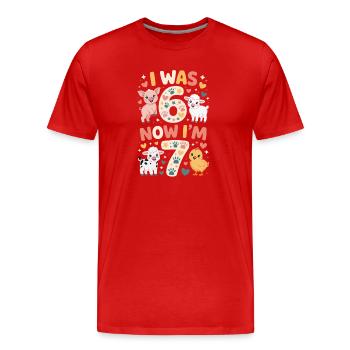 Birthday 7 years: Animal print - Men's Premium Organic T-Shirt - red - Front - Damien (186cm)