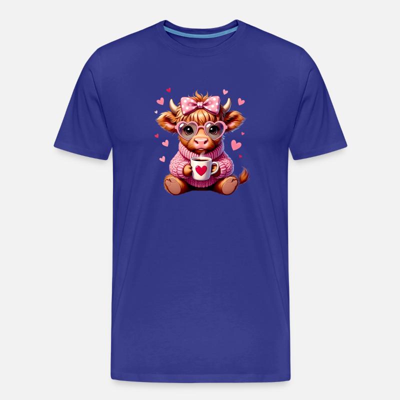 Süßes Liebes Kaffee Kälbchen Mit Herz - Männer Premium Bio T-Shirt - Königsblau