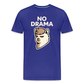NO DRAMA Alpaga – Déclaration Cool Streetwear - T-shirt bio Premium Homme - bleu roi - Devant - Damien (186cm)