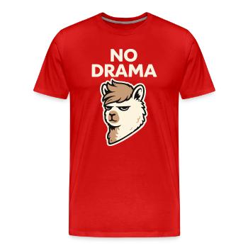 NO DRAMA Alpaca – Cool Streetwear Statement - Men's Premium Organic T-Shirt - red - Front - Damien (186cm)