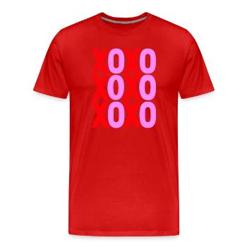 XOXO Love Typographie Design minimaliste - T-shirt bio Premium Homme - rouge - Devant - Damien (186cm)