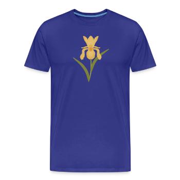 Golden Iris Bloom on Green - Men's Premium Organic T-Shirt - royal blue - Front - Damien (186cm)