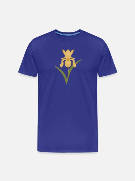 Golden Iris Bloom on Green - Men's Premium Organic T-Shirt - royal blue
