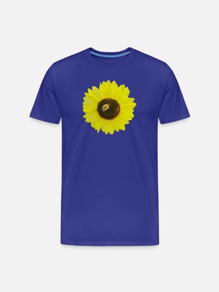 Sunflower with Bee, Photography, Spring Summer - Men's Premium Organic T-Shirt - royal blue